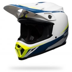 BELL MX 9 Mips helma - white gloss/blue/yellow