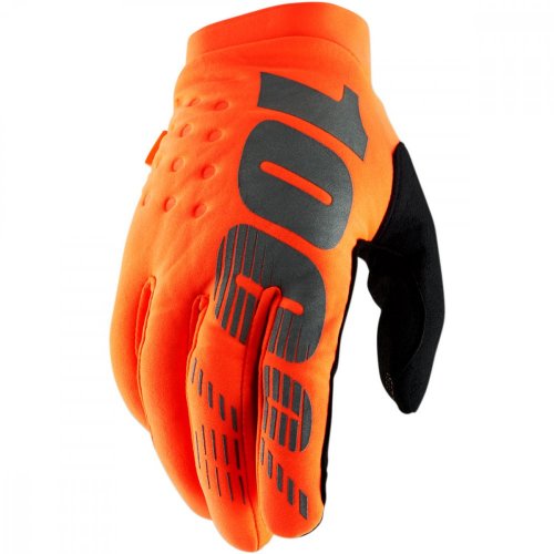 100% BRISKER rukavice - flo orange/black - Velikost: XL