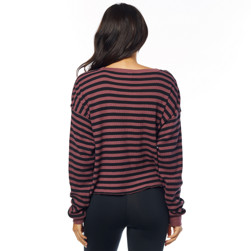 FOX Striped Out Thermal LS Crop Top - rose