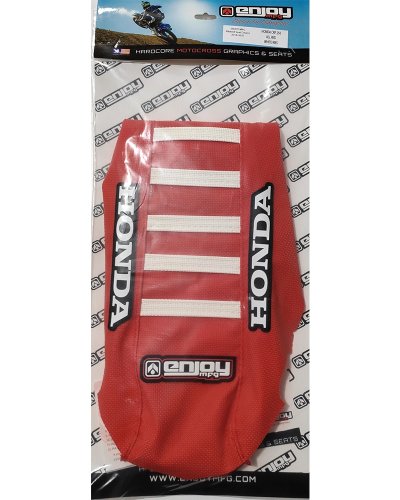 ENJOY Ribbed potah sedla HONDA - Red/White Ribs